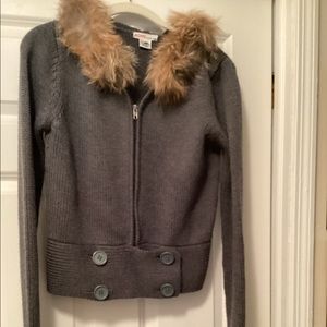 fur collar hooded sweater